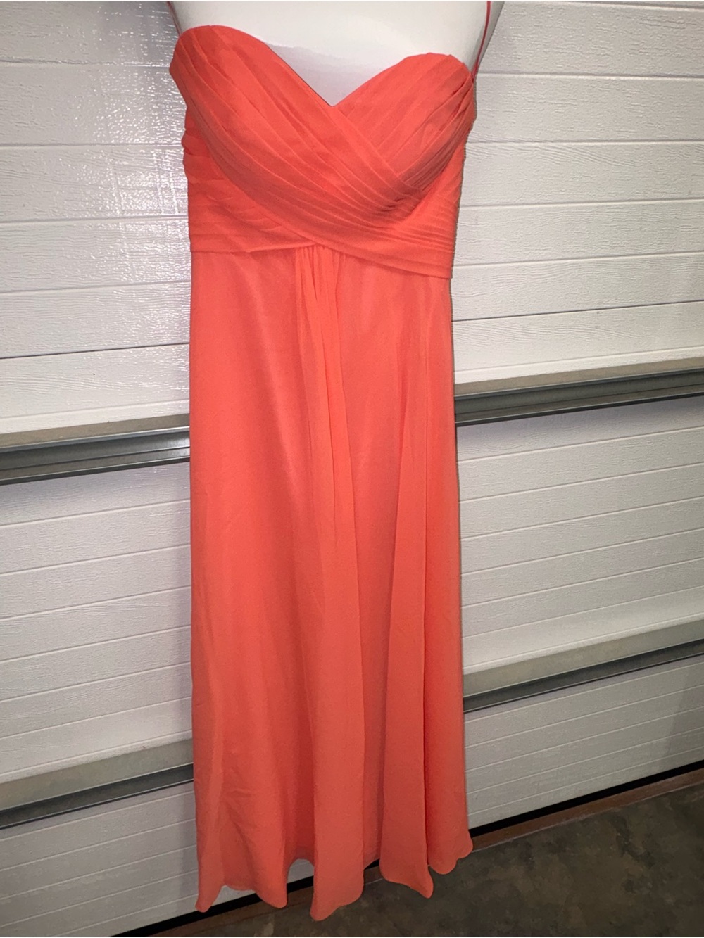 Strapless Sweetheart Salmon Chiffon Dress